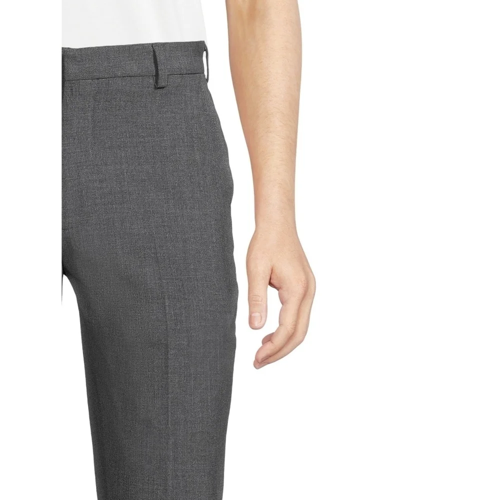 George Men’s Premium Comfort Flat Front Suit Pants, Grey, size 38X30